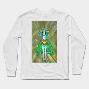 Rainbow Heart Llama Unicorn Superhero Long Sleeve T-Shirt